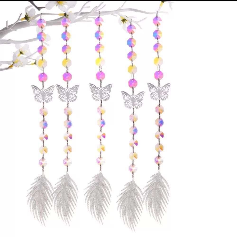 One Butterfly Leaf Foot Long Crystal Ornament Garden